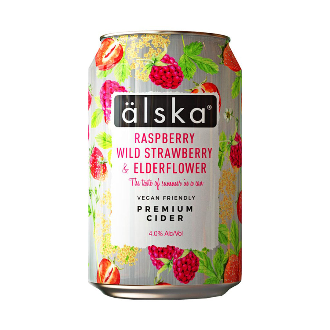 ALSKA RASPBERRY STRAWBERRY & ELDERFLOWER 4PK 330ML