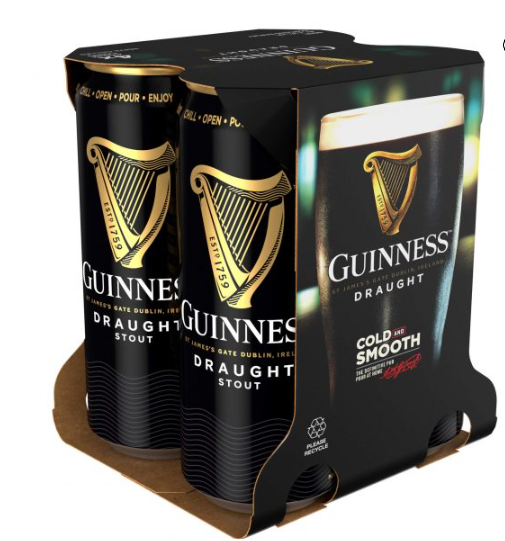 GUINNESS CANS DRAUGHT 4PK 440ML